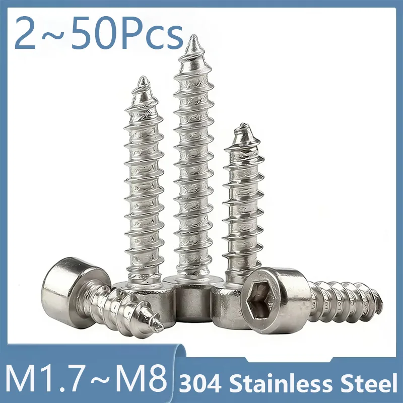 Hexagon Socket Cap Head Self Tapping Screws M1.7 M2 M2.3 M2.5 M3 M3.5~M5 M6 M8 304 Stainless Steel Allen Head Screws For Speaker