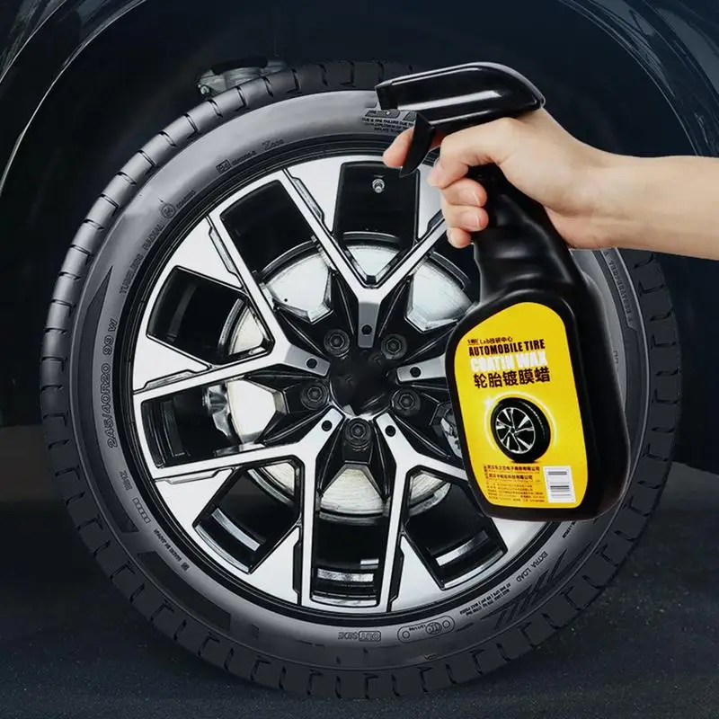 Tire Coating 500ml Tire Black Coverall Tire Shine Wheel Care Products Waterproof High Gloss Tire Wax Tire Dressing Spray For