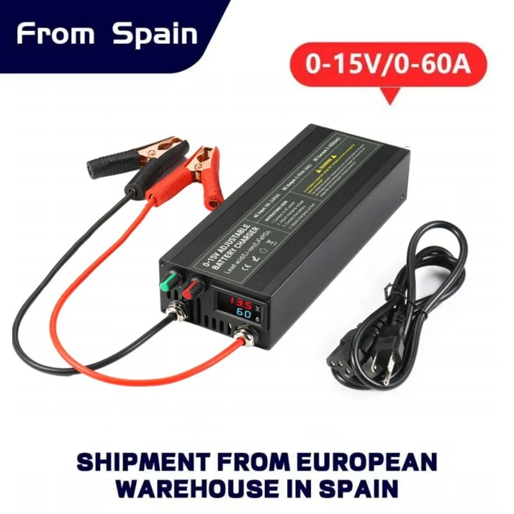 Carregador de bateria portátil 12V100A Lifepo4 40A 50A Carregador de bateria de lítio 60A 85A com tensão e corrente ajustáveis Anderson