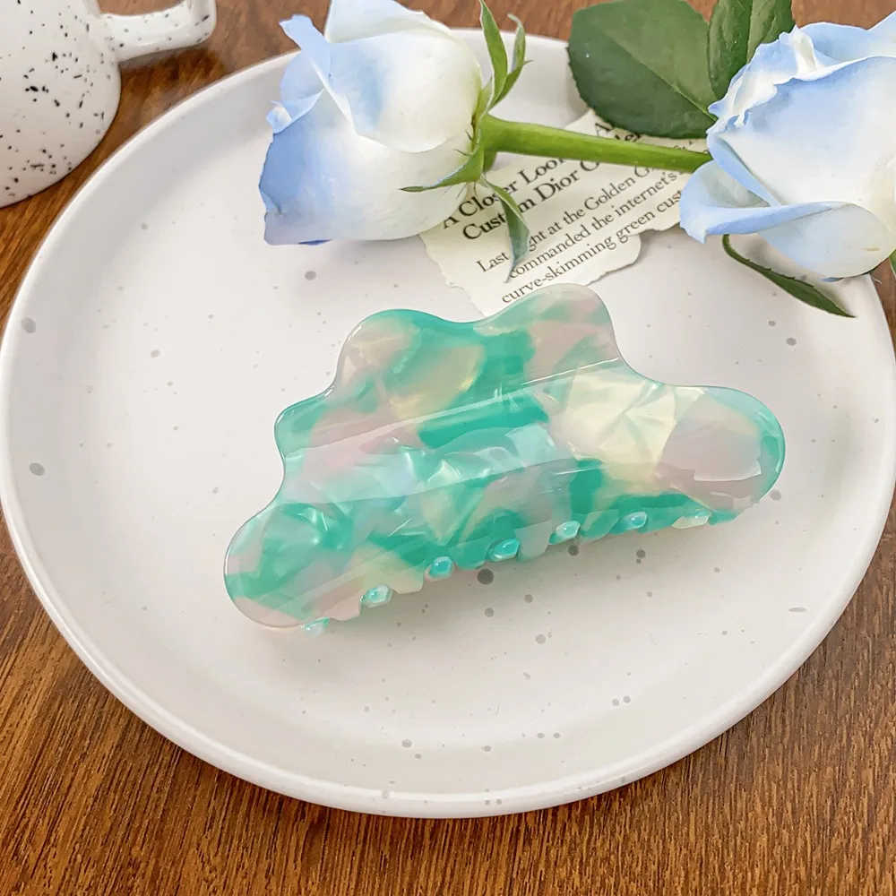 

Solid Color Fresh Acetate Hair Claw Hair Clip Shark Clip Cloud Shape Shark Clip Headwear Leopard Printing