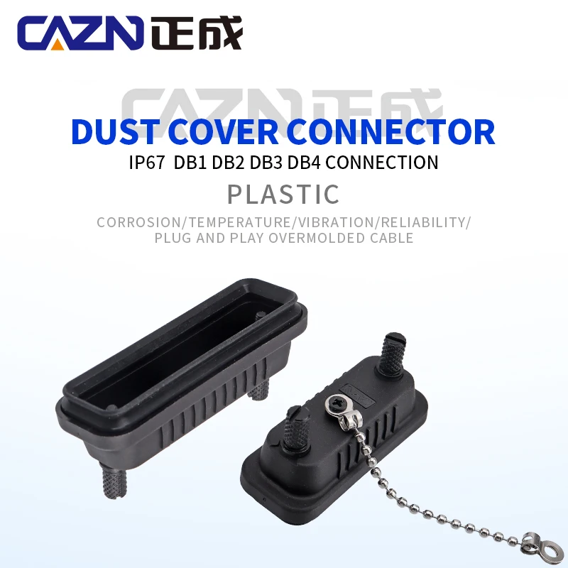 D-SUB Plastic Dust Cap Lock Plate Hole Center 25mm 33mm 47mm 63.5mm With Metal Glass Bead Chain