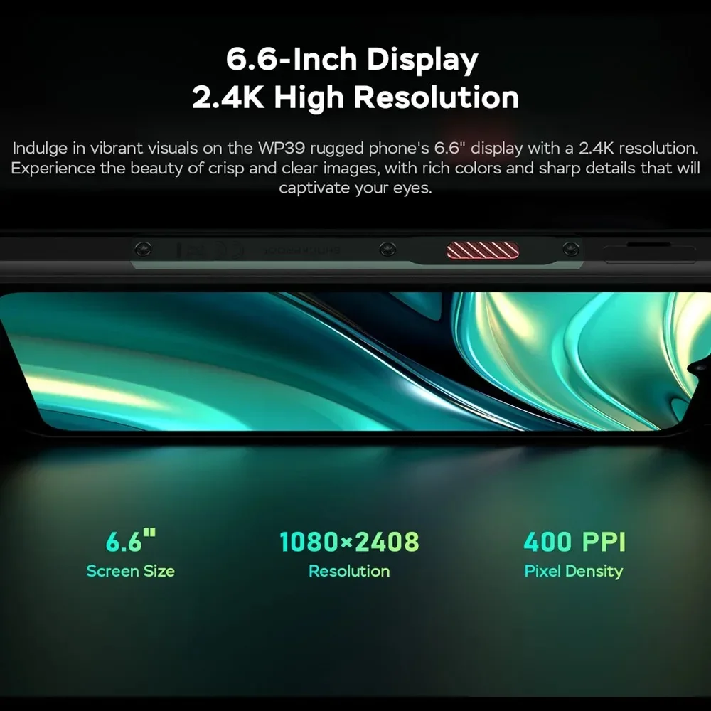 頑丈なスマートフォン,グローバルバージョン,6GB, 18 GB,Oukitel-WP39 GB, 256インチ,FHD,64MPカメラ,6.60 mAh, Android 14,新規,11000