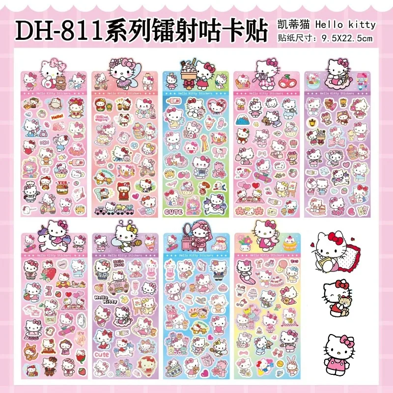 

10/20 Stickers Cute Hello Kitty Sanrio Stickers Laser Cartoon Girl Children's Gift Stickers Scrapbook Stationery Wholesale Toys