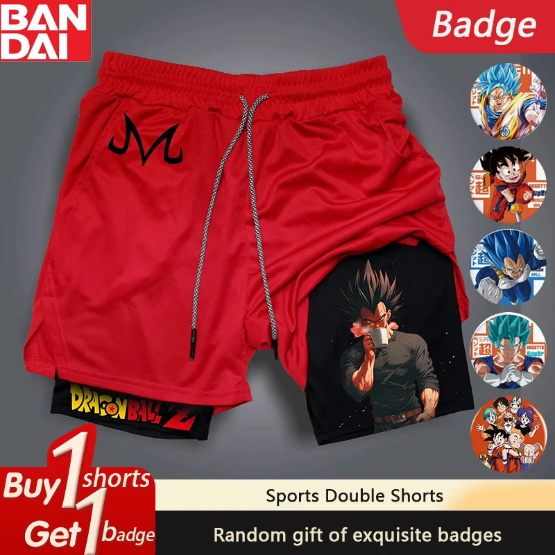 

2025 Dragon Ball Classic Anime Peripheral GOKU Printed Double Shorts Men's Summer Loose Sports Breathable Five-Point Pants