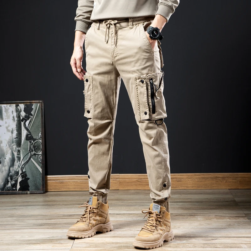 American Style Multi-Pocket Work Pants Men's Trendy Brand Summer Thin Outdoor Casual Pants Loose Fit Youthful Energy Style