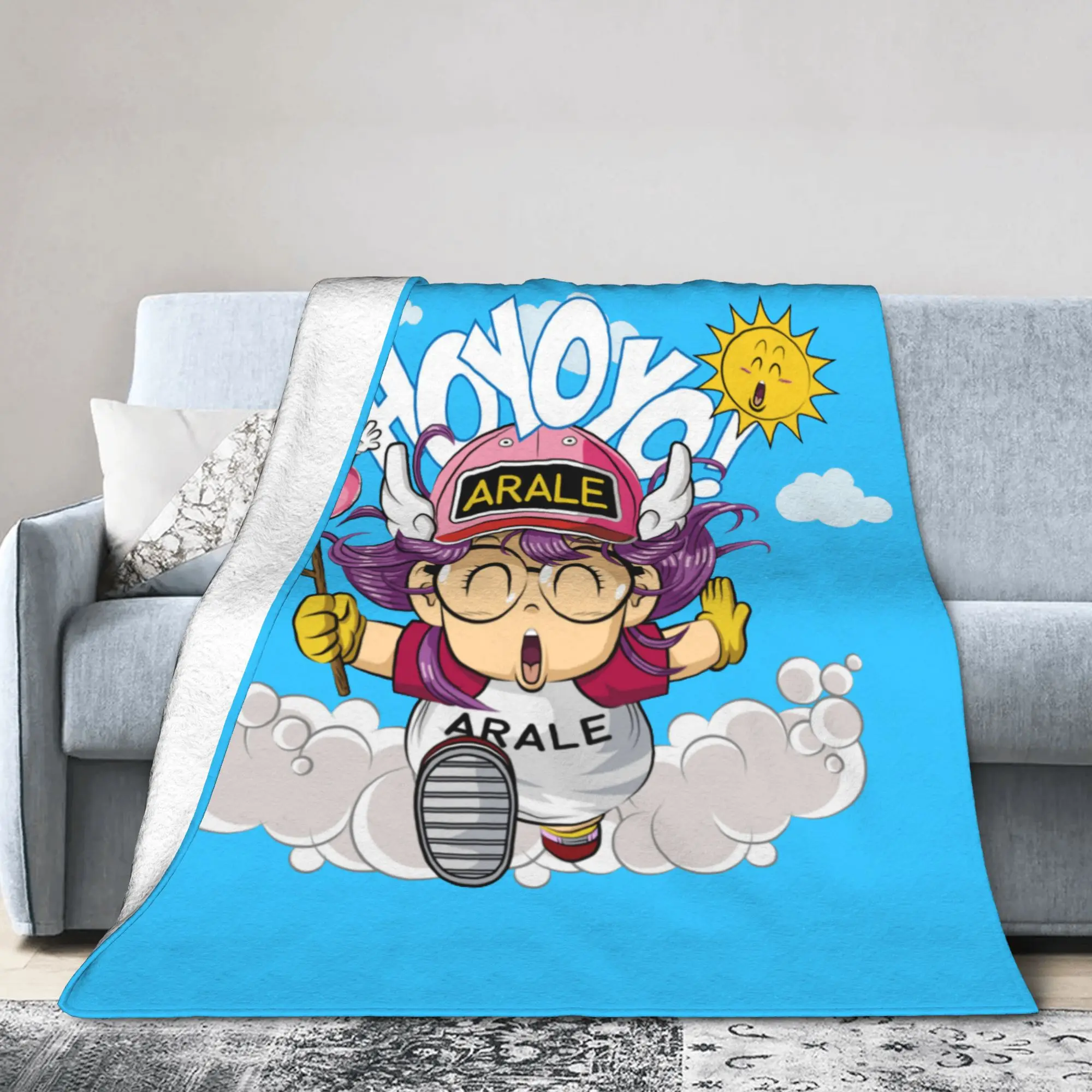 Arale Blanket Coral Fleece Plush Decoration Dr Slump 80s  Multifunction Ultra-Soft Throw Blanket for Sofa Office Bedspreads