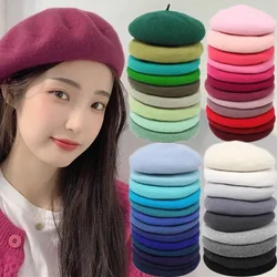 20Colors Autumn Winter Wool Berets Hats for Women French Artist Beret Street Painter Hat Girls Beret for Female Warm Cap Beanies
