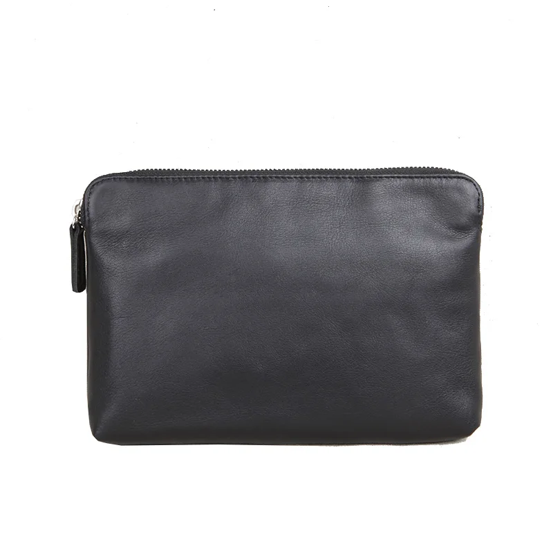 

simple casual high-quality first layer cowhide men's black clutch bag business fashion genuine leather phone storage wallet