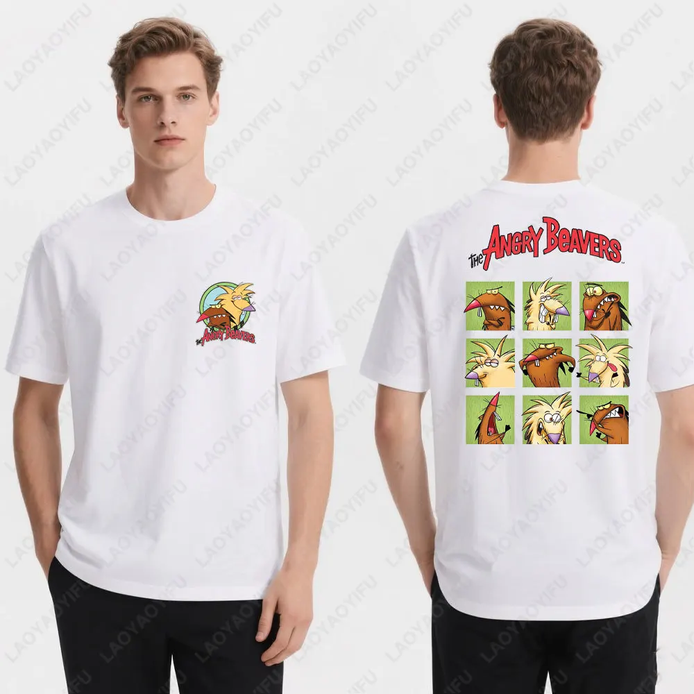 The Angry Beavers Classic 90s Tee Premium Cotton Unisex T Shirt Retro Animation Graphic T-shirt  Y2k Top Kawaii SHIRT Summer