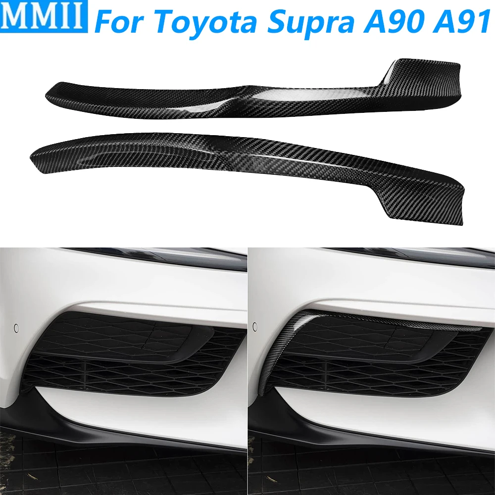 

For Toyota Supra GR A90 A91 MK5 2020-2024 Real Dry Carbon Fiber Front Bumper Air Intake Spoiler Cover Panel Trim Car Accessories