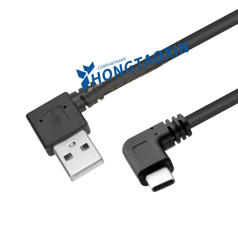 USB3.0 TYPE C USB 2.0 Data Cable Right Angle 90 Degree Dual Bend Head 3A Charging Cable for Xiaomi Huawei Phones Hight Speed
