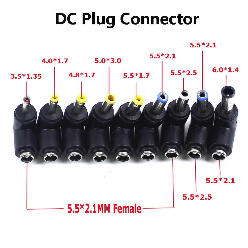 1Pcs DC Plug Connector 5.5*2.1Female to 5.0*3.0 5.5*2.5 4.0/4.8*1.7 5.5*1.7 3.5*1.35 mm Male Power Jack DC Plug Laptop Connector