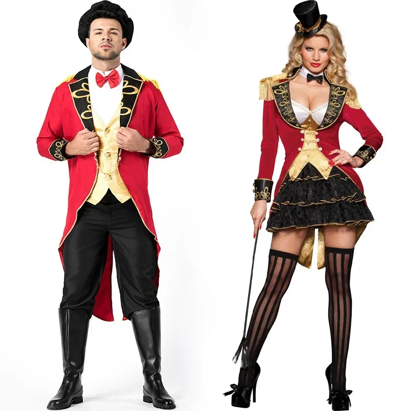 Deluxe Mens Womens Ringmaster Costume Circus Lion Tamer Glamorous Ringleader Halloween Fancy Dress