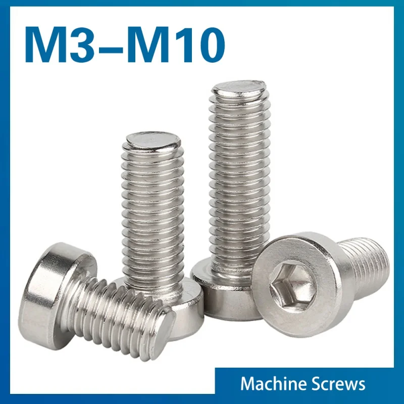 2-50 PCS M3 M4 M5 M6 M8 M10 DIN7984 Stainless Steel and Steel with Black Hexagon Hex Socket Thin Short Low Cap Head Screw