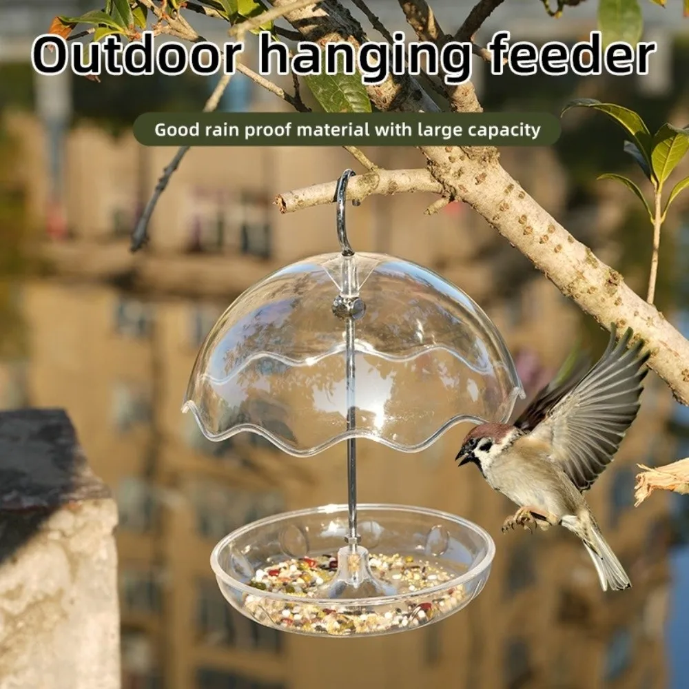 

Transparent Umbrella Bird Feeder Rainproof Large Capacity Hummingbird Feeder Open Platform Bird Feeding Equipment Wild Birds