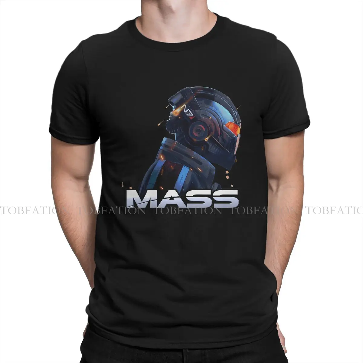 Mass Effect Game N7 Cool Helmet 100% Cotton T Shirt Vintage Grunge Men's Tee Shirt O-Neck Men Clothes