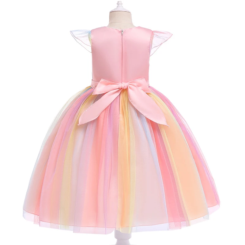 Girl Unicorn Halloween Fancy Princess Dress Teen Girls Rainbow Colorful Cosplay Costume Kids Birthday Party Dresses Tulle Wear