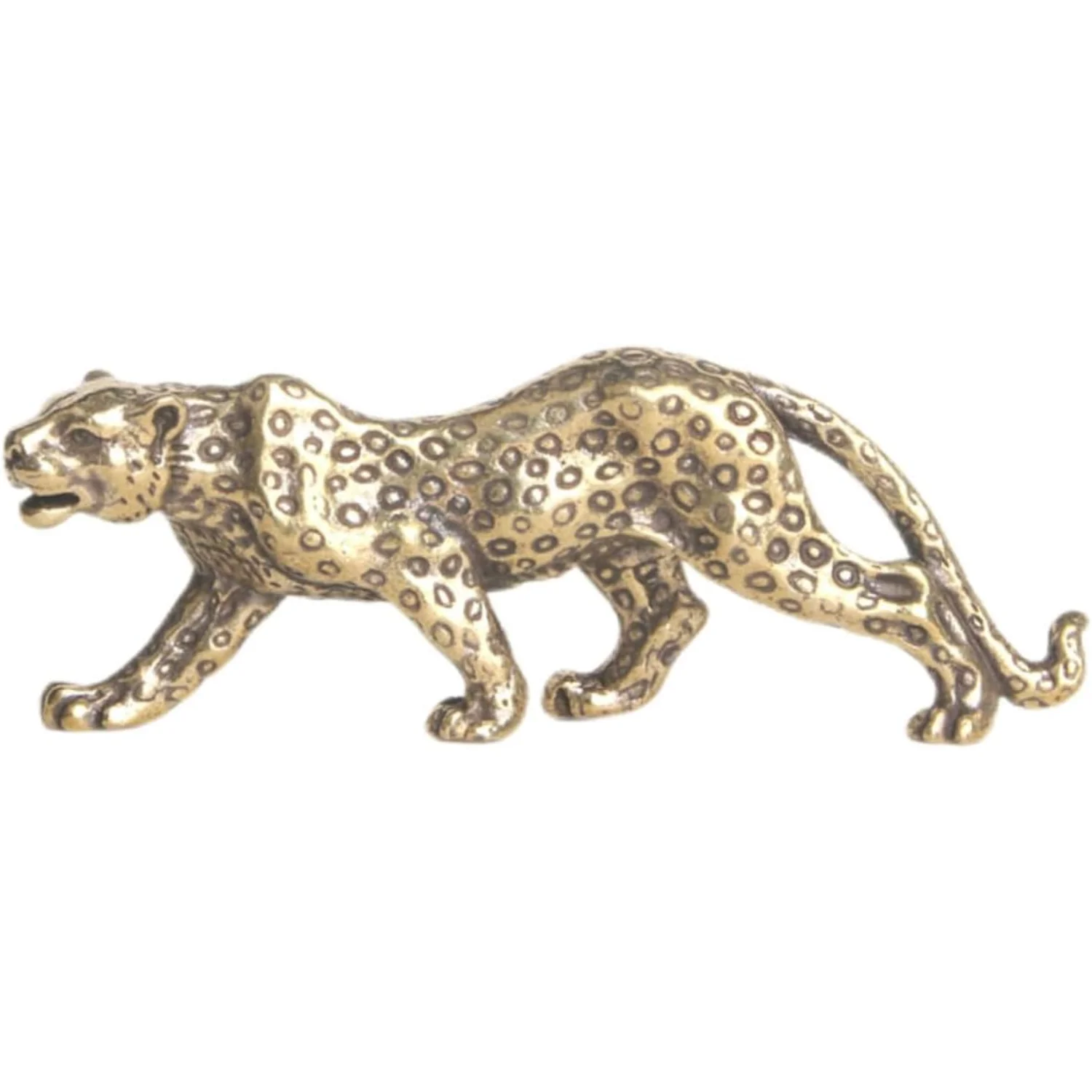 Brass Leopard Feng Shui Animal Statue Cabinet Sculpture Figurine Lucky Decor Gold Office