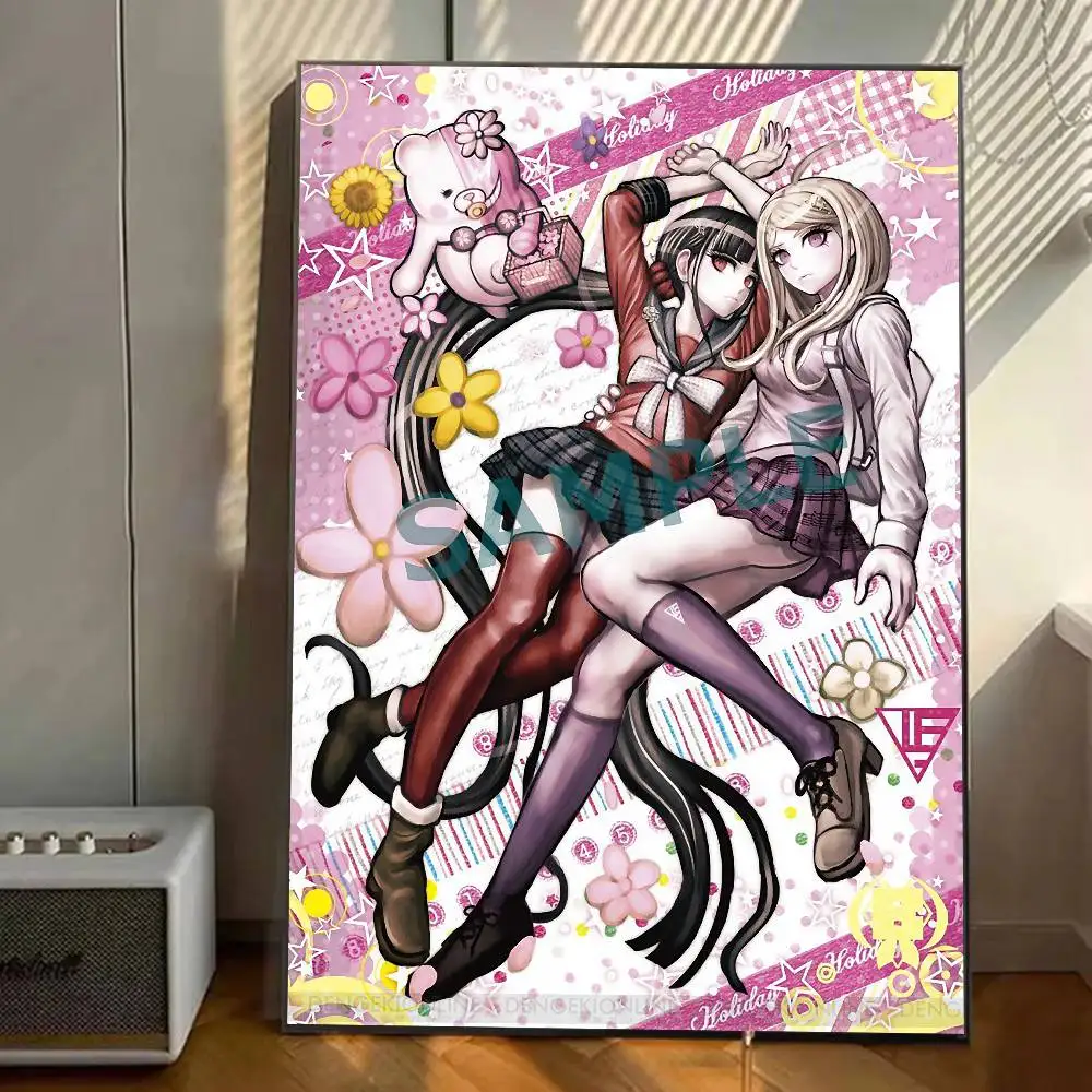 クラシックアニメダンガンロンパポスターギャラリープリント自己粘着家の装飾装飾壁デカールリビングルームステッカー