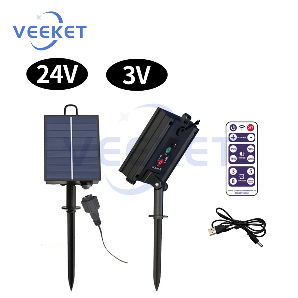 Solar Battery Box Kit Pack Powered Lithium Panel Light With Drill Digger Remote Control For Led String Strip Lamp 3V/24V DIY