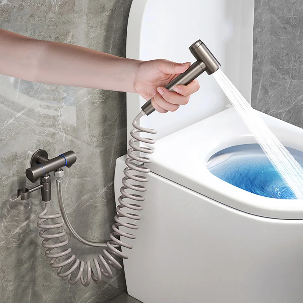 Tianview Gun gray toilet cleaning bidets spray gun set toilet valve three-way companion household one-in-two-out booster flusher