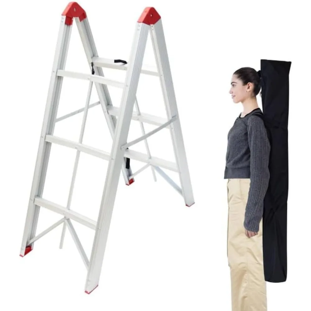 Scaletta pieghevole portatile in alluminio a 3 gradini, design compatto con telaio ad A, certificata EN131, ideale per uso domestico e inficina