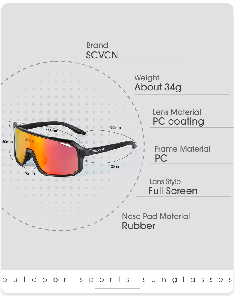 SCVCN Trendige Fahrradbrille, modische Sonnenbrille, MTB-Fahrradbrille, Campingbrille, UV400-Schutzbrille für Herren und Damen – Detail 7