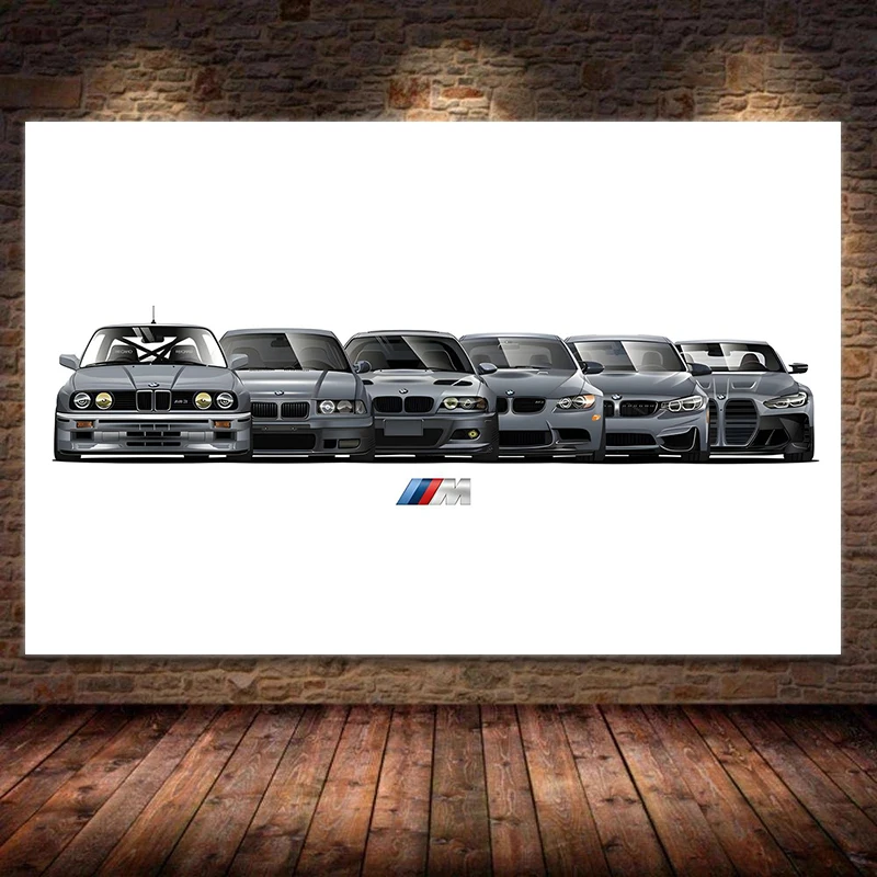 Superior Car Sports Car B M W M Evolution Car Poster Print Canvas Painting Wall Art Pictures for Living Room Home Decor Cuadros