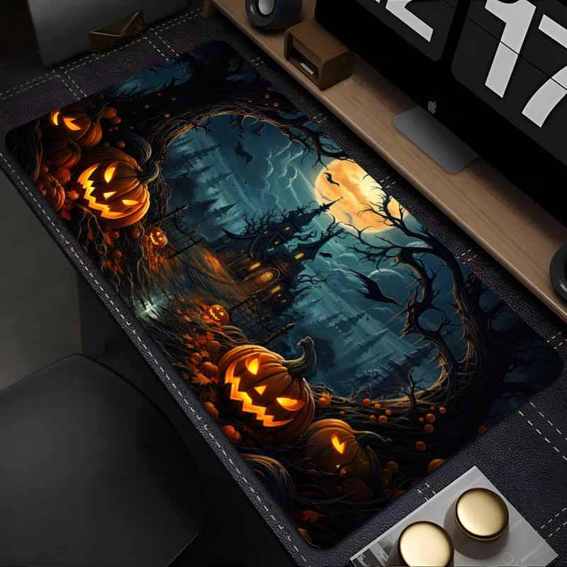 Large Terror Castle Mouse Pad Computer Halloween Night Keyboard Rug XXL Anime Gamer Mousepad Laptop Extended Desk Mat Mausepad