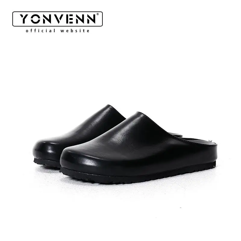 

Men's Boken slippers with new top layer cowhide toe cover Muller shoes for both men and women sliding into leather shoes