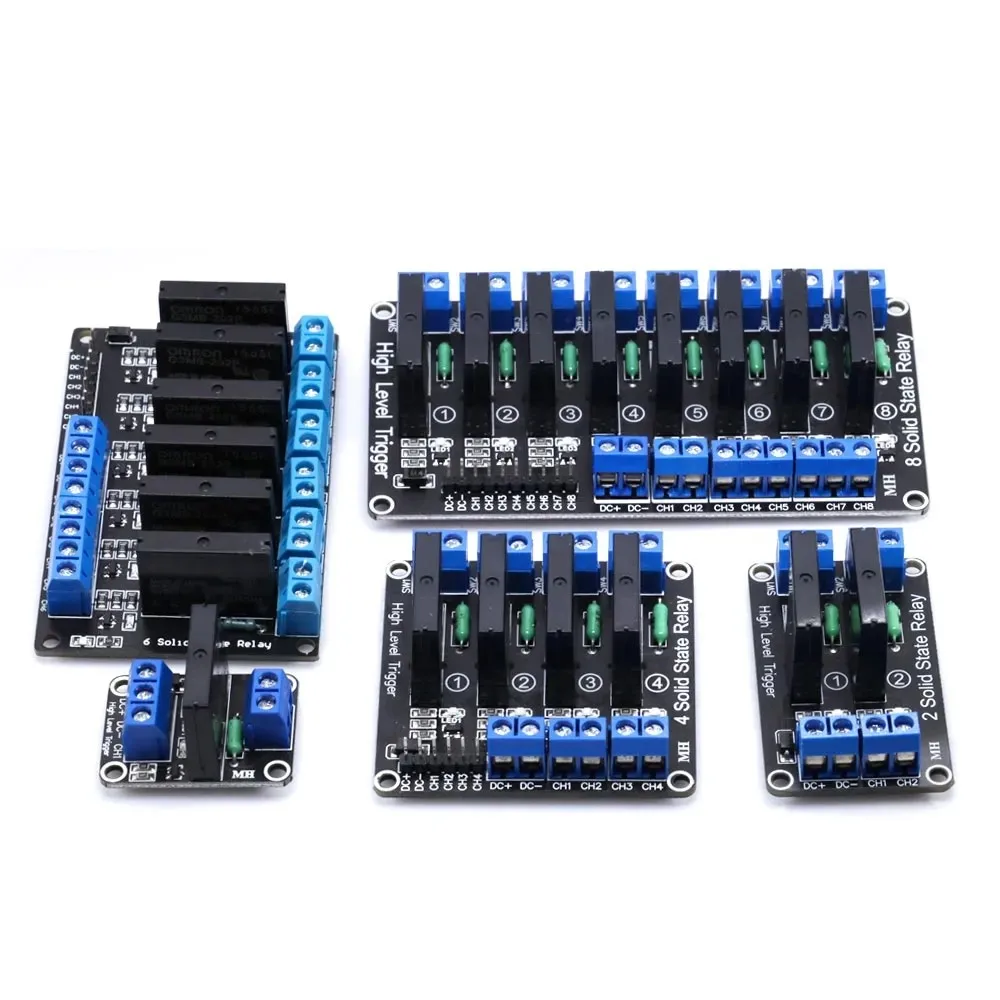 5V 1/2/4/6/8 Channel Solid State Relay Module Hight / Low Level SSR G3MB-202P 240V 2A Output with Resistive Fuse For Arduino