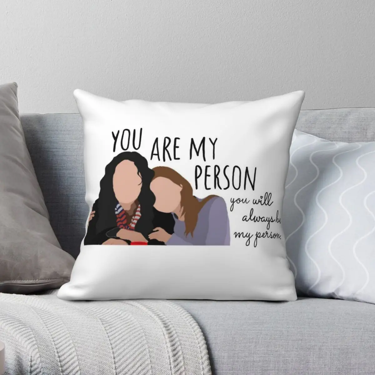 Grey's Anatomy You Are My Person Square Pillowcase Polyester Linen Velvet Pattern Zip Decorative Car Cushion Cover