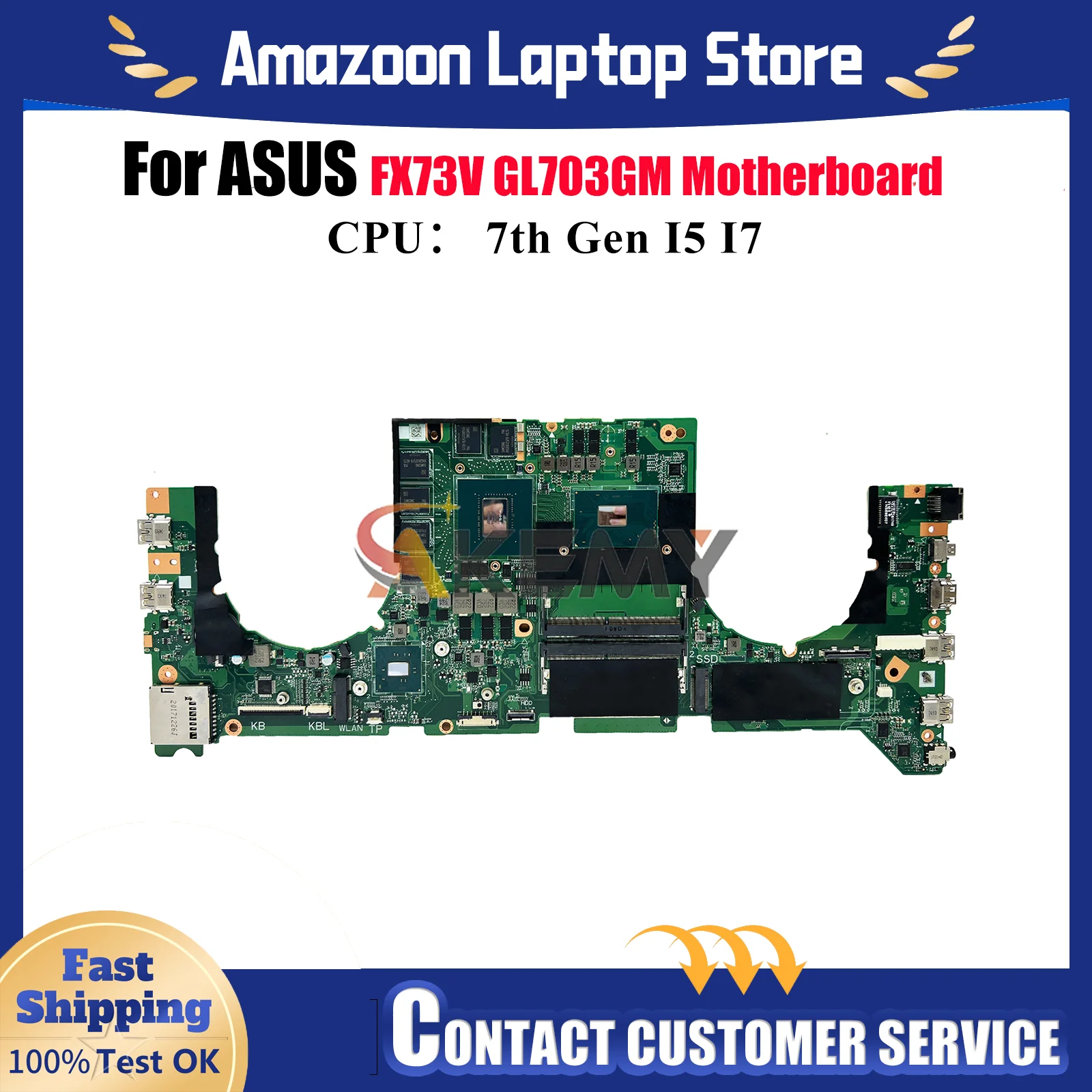 

GL703VM Laptop Motherboard For ASUS ROG Strix GL703V GL703GM FX73V Notebook Mainboard With I5 I7 CPU 100% tests OK fast shipping