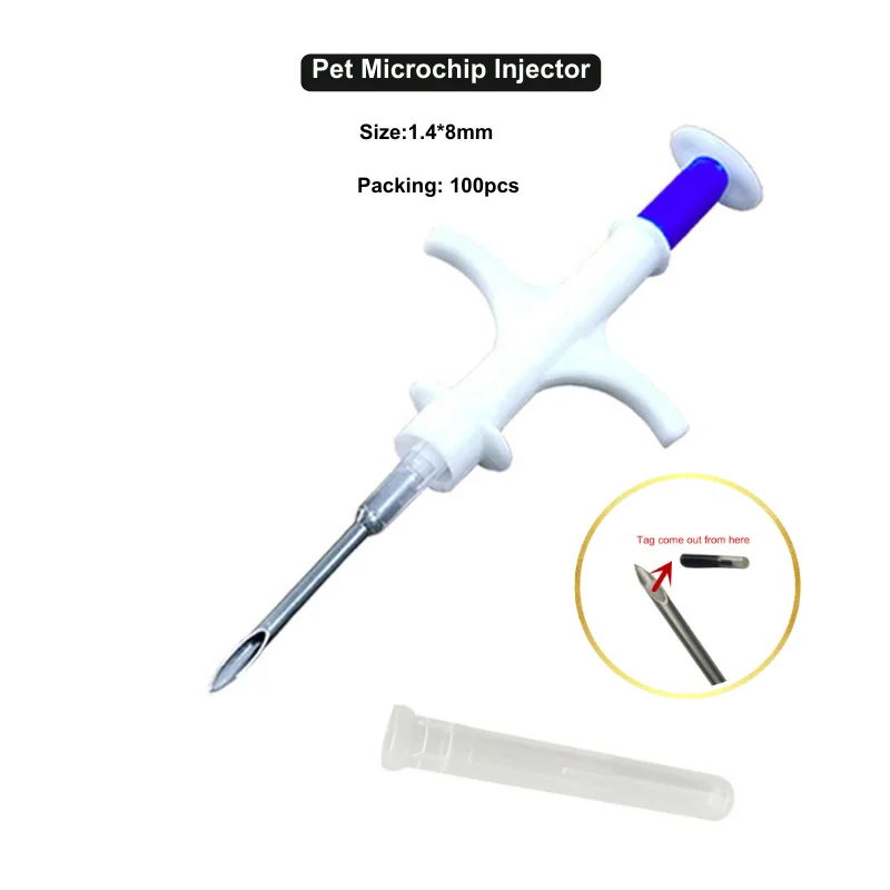 Pet Injection Farm Management Kit 100 Unit Pet Smart Id Tag with Microchip 1.4*8mm and Applicator