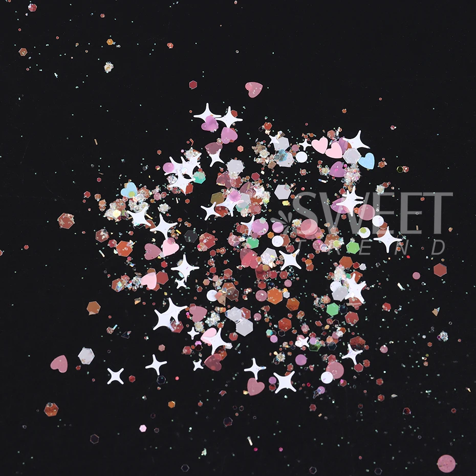 Glitzer-Pailletten-Mix, Stern-Herzform, bunte Nagel-Pailletten für holografische Shaker, Nagelkunst, Flakies, Paillette, Maniküre-Dekoration