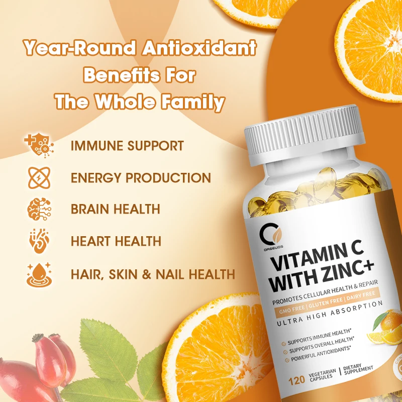 Vitamin C Mit Zink Capsules 1000Mg Vitamin C with 20Mg Zinc Capsule Immune Support, Energy Production, Powerful Antioxidant