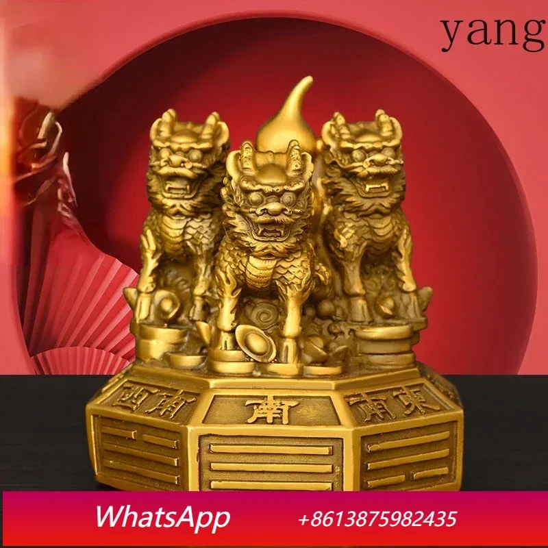 CX lucky feng shui copper unicorn jewelry gossip shape money ingot gourd home decoration