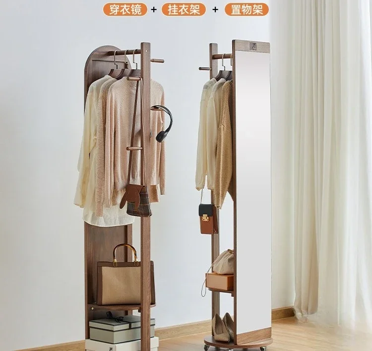 Reachable full-body mirror, coat rack, multi-functional rotating full-length mirror, light luxury, advanced dresser