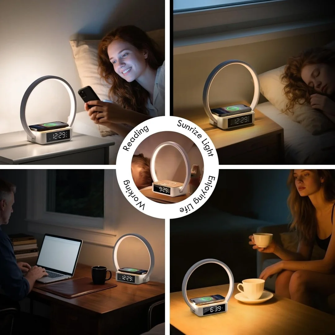 WILIT Touch Bedside Lamp with 3-Speed Dimming Night Light Qi Wireless Charger for Living Room Bedroom Children's Room Desk Lamp view 6