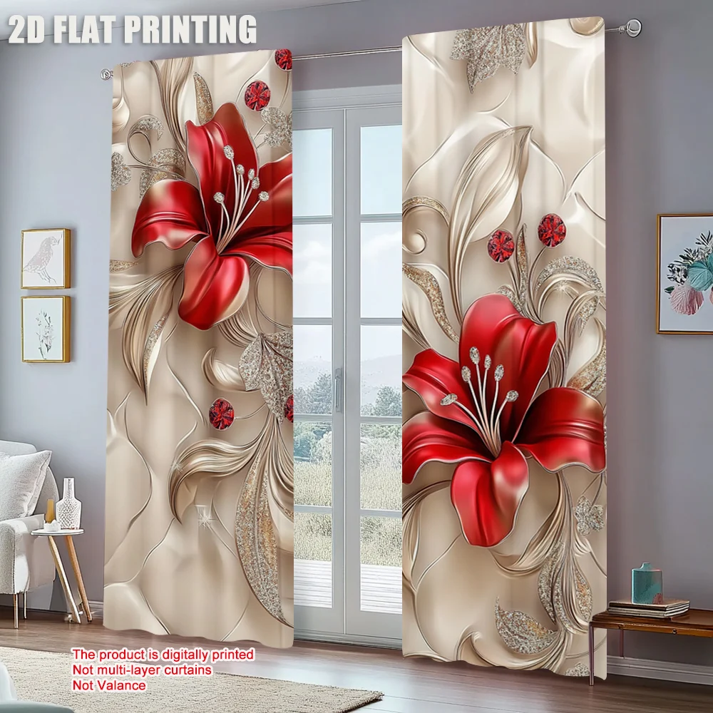 2pcs, 3D Red Lily Curtains Dia - 3D Printing Cafe 评论和价格