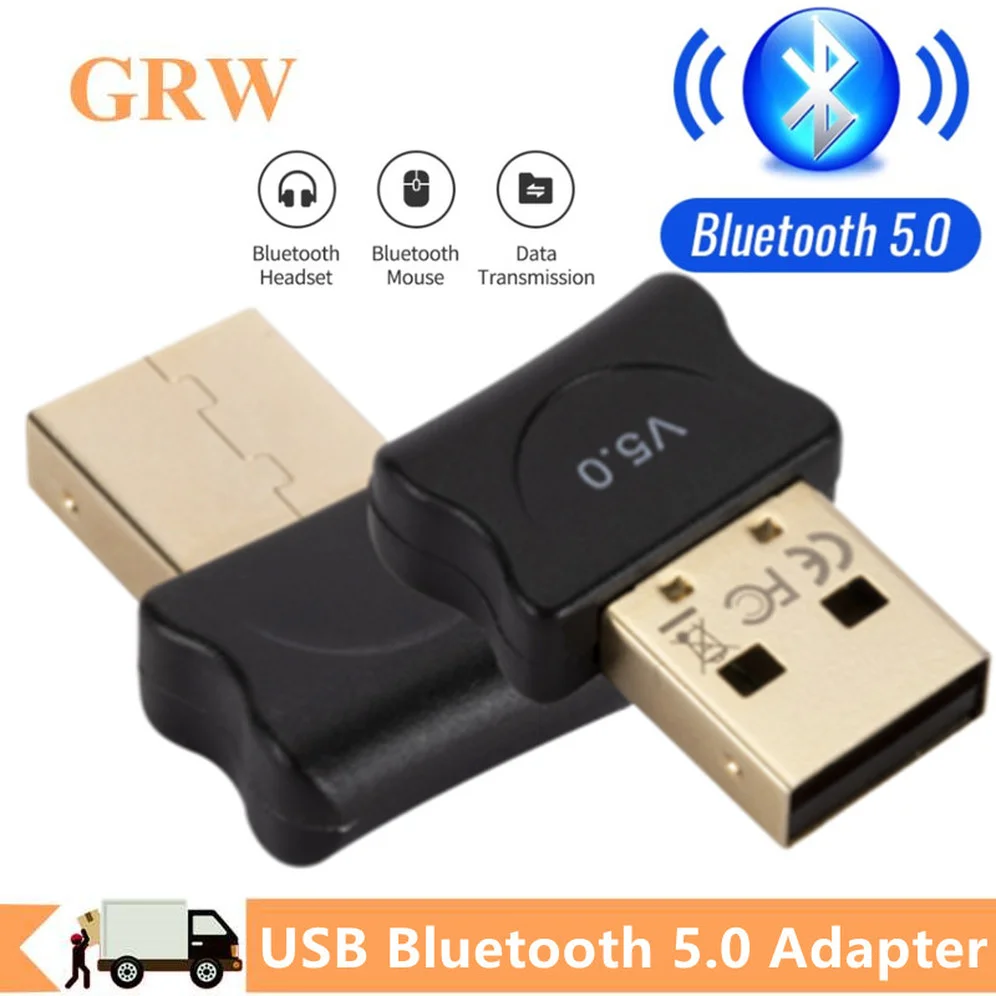 GRWIBEOU USB Bluetooth 5.0 Adapter Dongle For PC Computer Wireless Mouse Keyboard Aux Audio Bluetooth 5.0 Receiver Transmitter