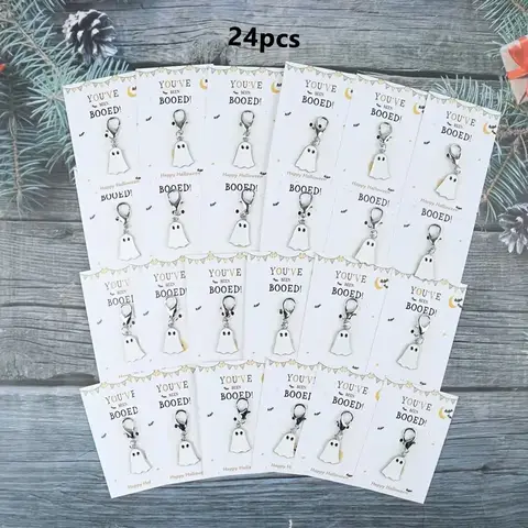 His/24-Piece Set of Spooky Halloween Keychains, Featuring aFun "You'Ve BeenPranked"HalloweenCard,NicheCompactKeychains, Handmade
