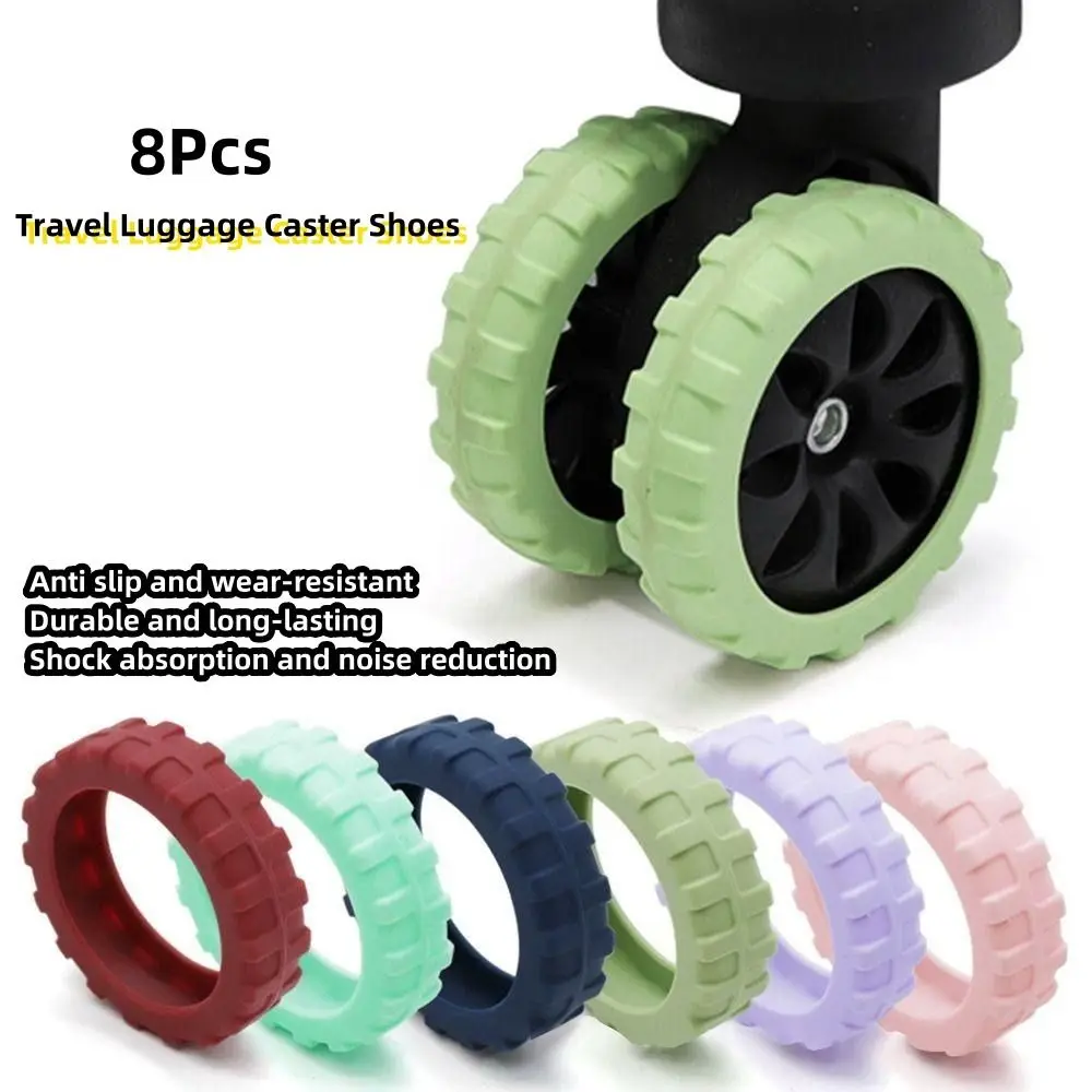 8PCS/Set Silicone Travel Luggage Caster Shoes with Silent Sound Suitcase Parts Axles Suitcase Wheels Protection Cover