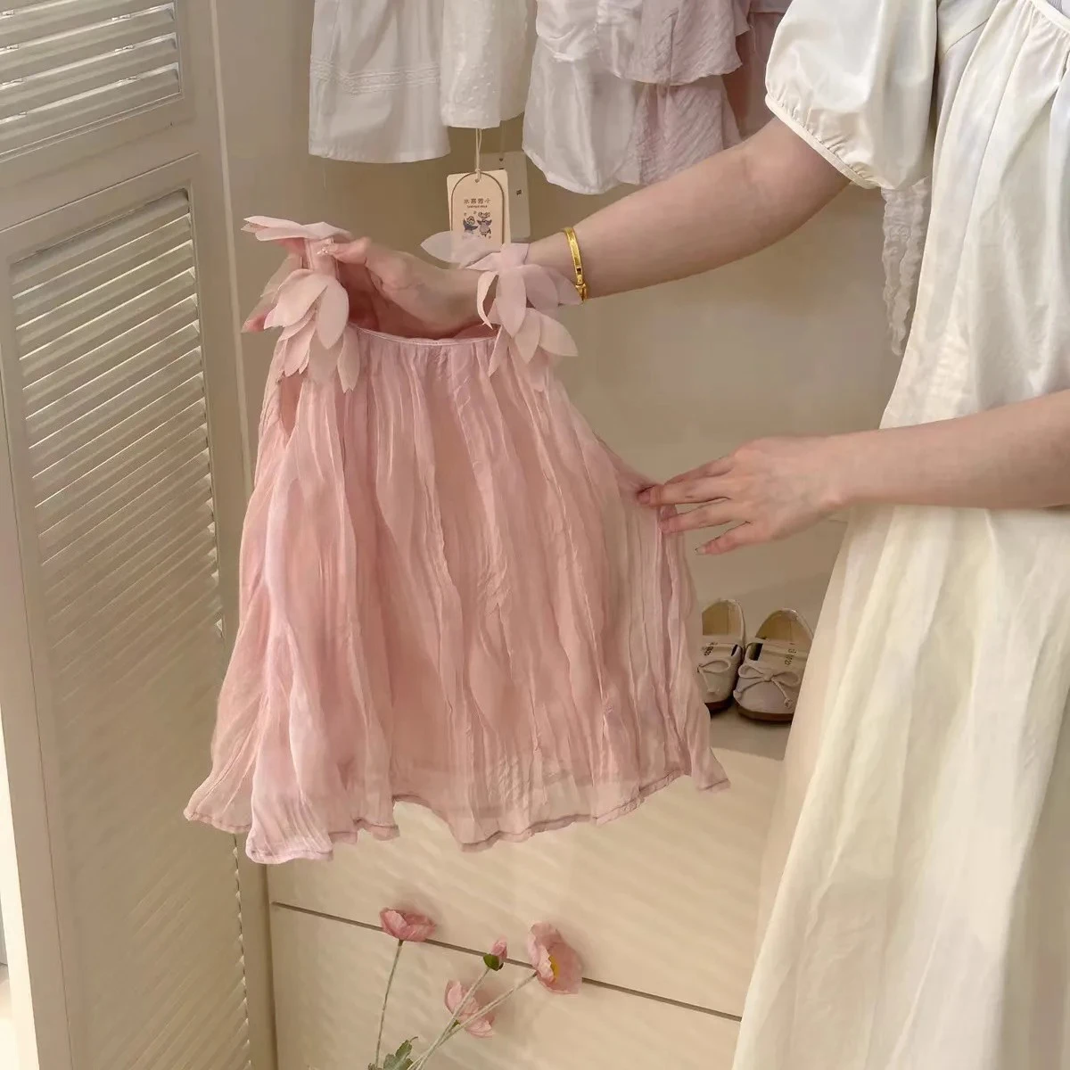 

Toddler Kids Birthday Casual Dresses Clothes Children Vestidos 0-7Y 2025 Baby Girls Summer Petals Slip Pleated Dress