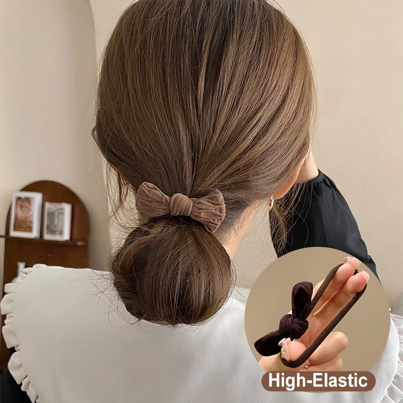 1/10Pcs Women Girls Bow Nylon High Elastic Hair Bands Hair Ties Ponytail Holder Rubber Bands Scrunchie Headwear Hair Accessories