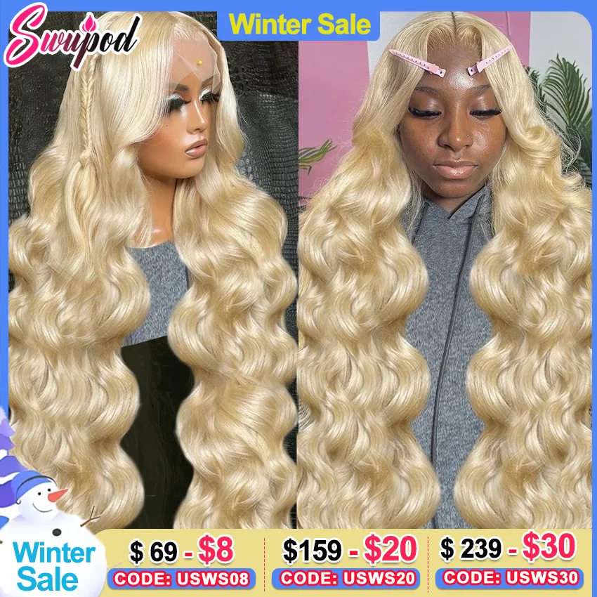 

250% Dentisy 613 Honey Blonde 13x4 HD Transparent Body Wave Lace Frontal Human Hair Wig 30 36 Inch 5x5 Lace Front Wigs for Women