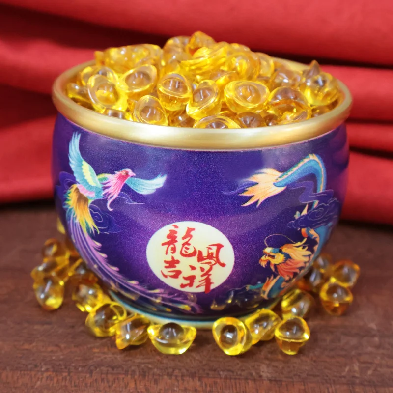 

Brass Hundred Blessings Wealth Jar Painted Rice Jar Copper Incense Burner Ornament Treasure Bowl Crafts Dongguan Small Commodity