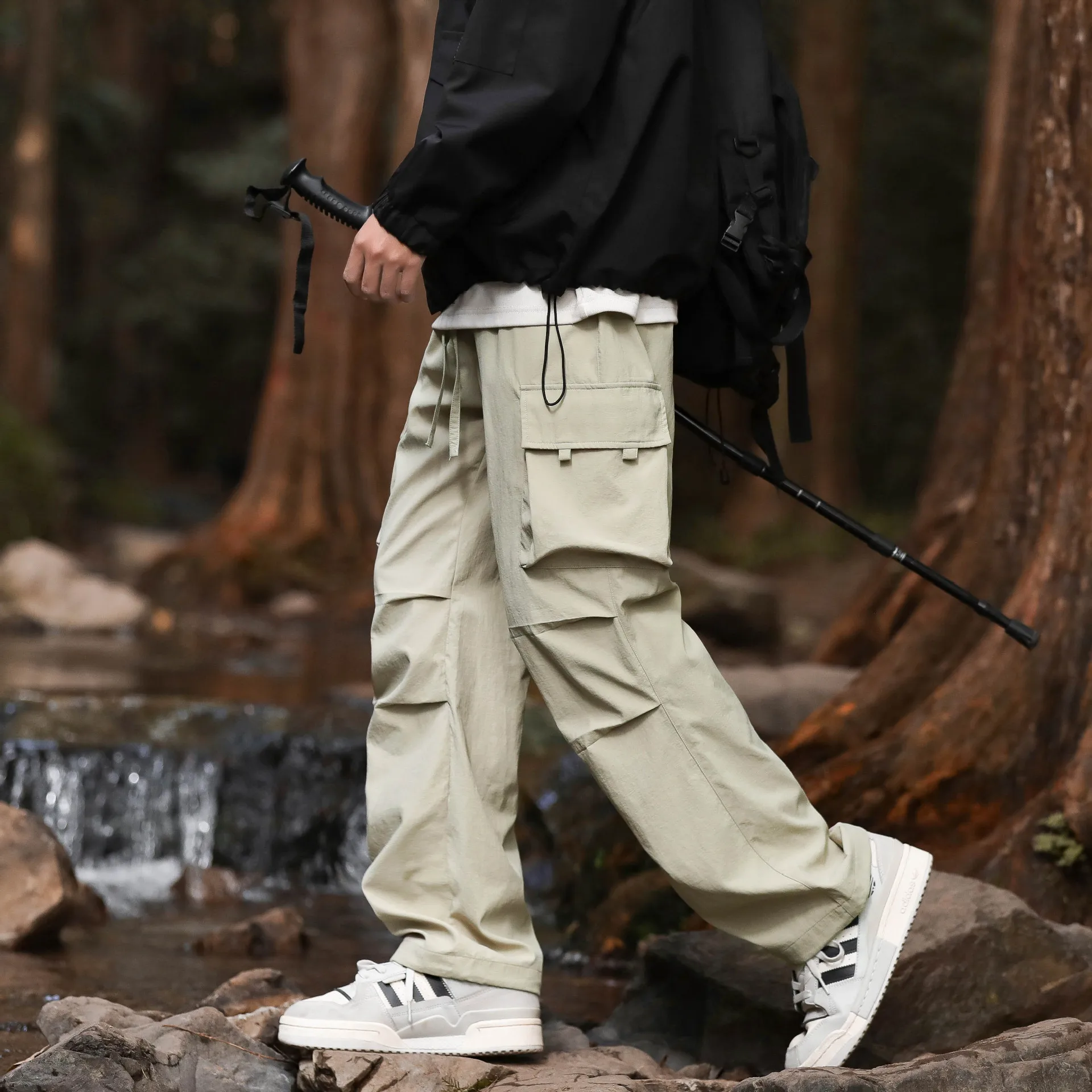 Paratroopers Pants Workers Tide Men's Summer Summer Skin American Tide Straight Casual Cold Sports Sports Big Pocket Big Pocket