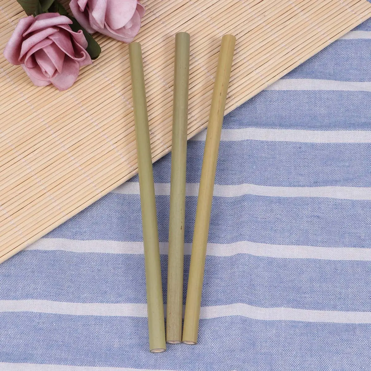 11Pcs Bamboo Straw Set Organic Reusable Biodegradable Straws Includes Cleaning Brush Eco Friendly Plastic Straw