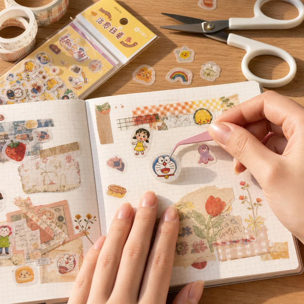 Journaling Lovers Sticker Books Vintage Japanese Cartoon PET Decals Cute Waterproof Scrapbook Material for DIY Planners